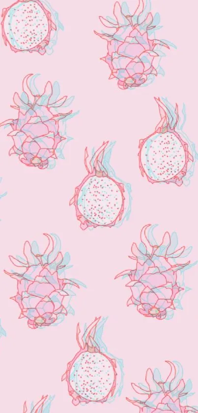 Pastel pink dragon fruit pattern wallpaper with a stylish design.