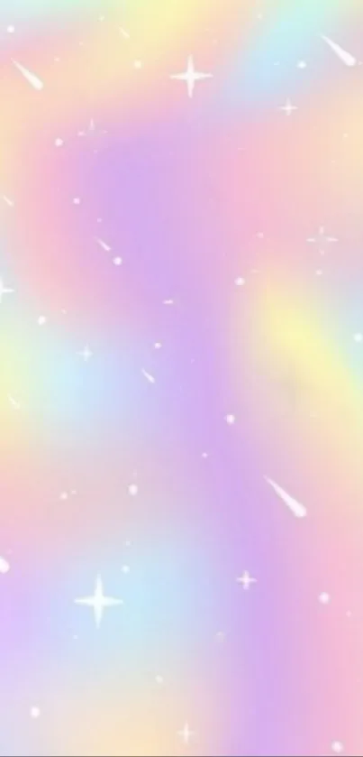 A pastel galaxy wallpaper with soft colors and stars for mobile phones.