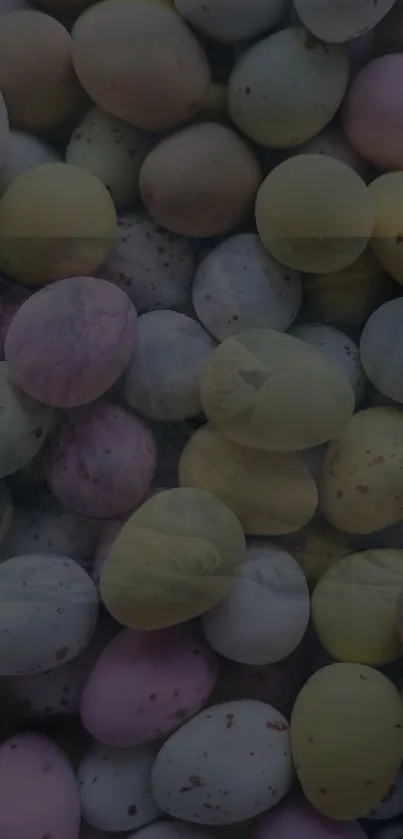 A wallpaper featuring pastel Easter eggs with soft colors and speckles.