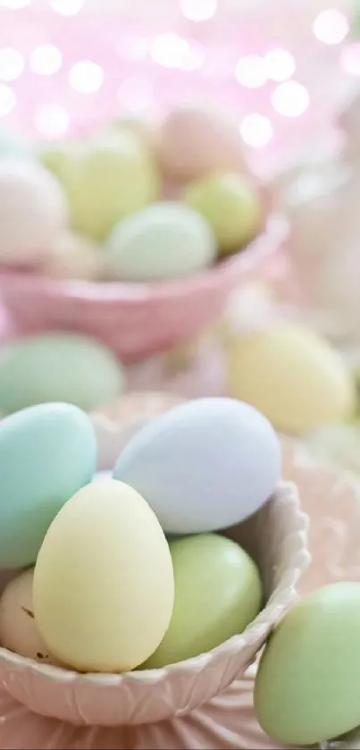 Decorative pastel Easter eggs in soft pink hues.