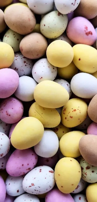 Colorful pastel eggs creating a vibrant mobile wallpaper.