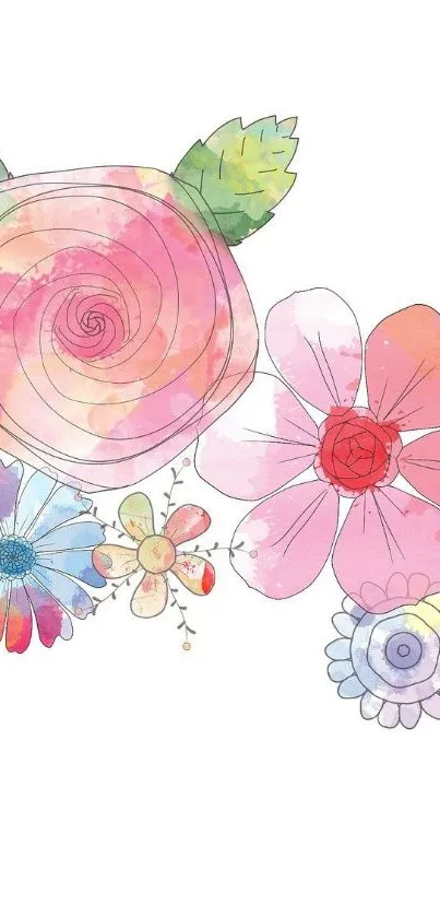 Delicate watercolor floral mobile wallpaper with pastel colors.