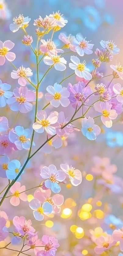 Delicate pastel flowers create a serene mobile wallpaper.