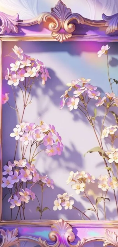 Elegant pastel floral frame with delicate flowers.