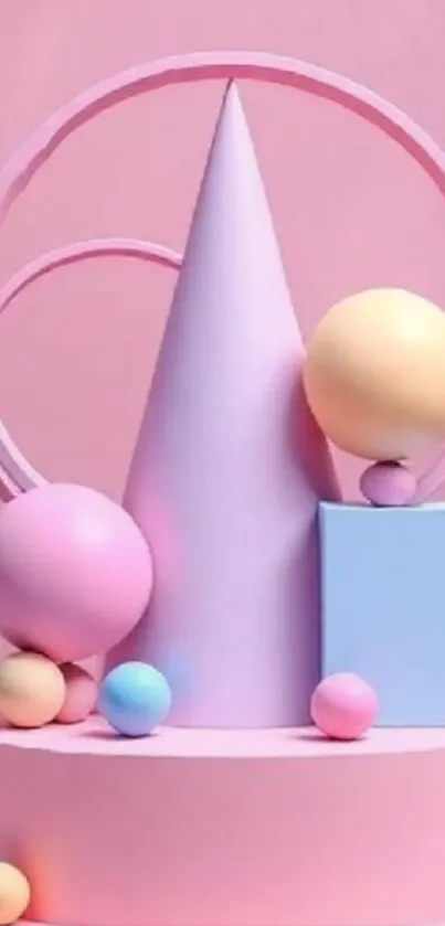 Pastel geometric shapes mobile wallpaper
