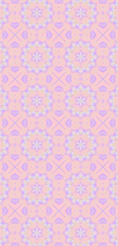 Pastel geometric pattern wallpaper in soft pink hues.