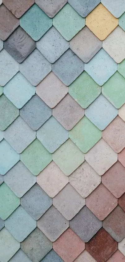 Colorful pastel geometric tile pattern wallpaper for mobile phones.