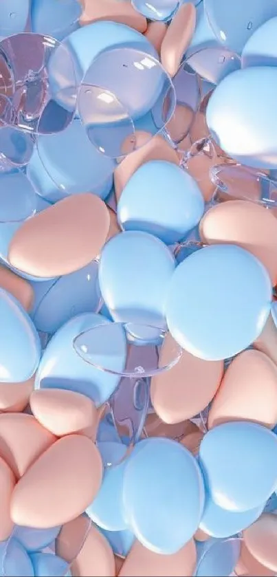 Pastel blue and peach glossy pebbles mobile wallpaper.