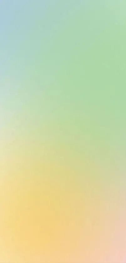 Pastel gradient mobile wallpaper with green, yellow, and blue hues.