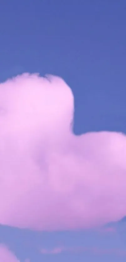 Pink heart-shaped cloud in a blue sky wallpaper.