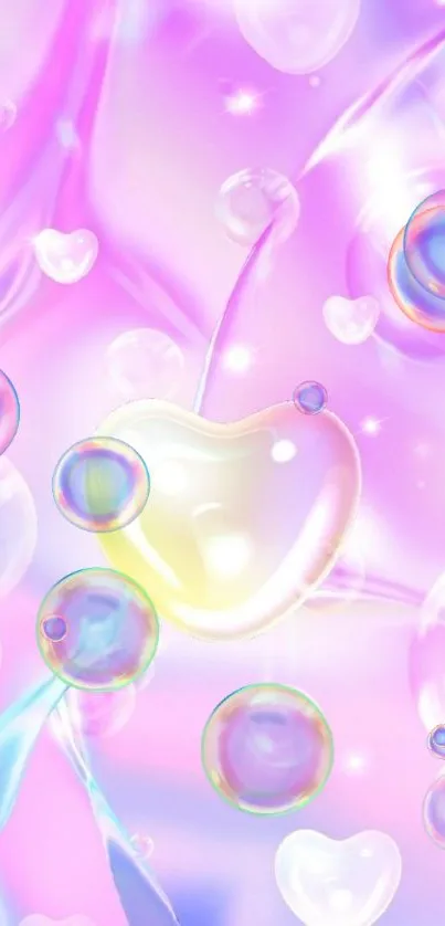 Heart-shaped bubbles pastel wallpaper for mobile devices.