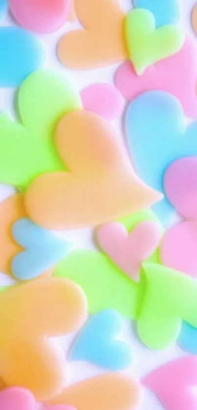 Pastel heart shaped mobile wallpaper with colorful design.