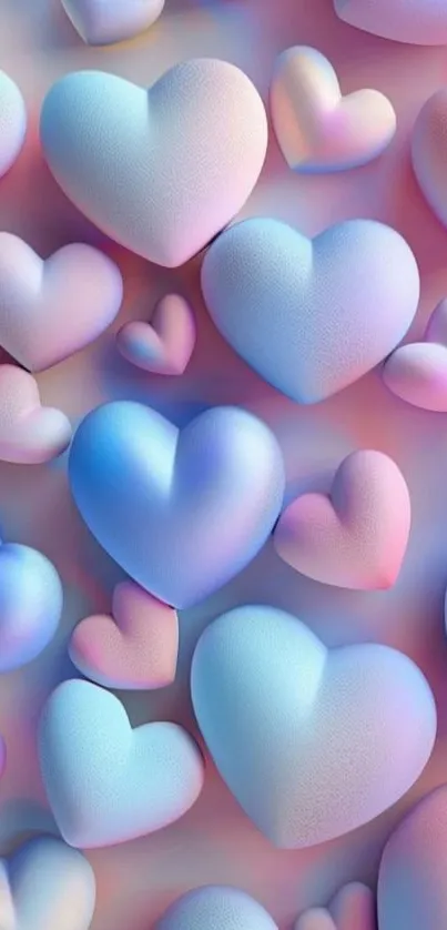 Pastel heart pattern mobile wallpaper featuring soft colors and gradients.