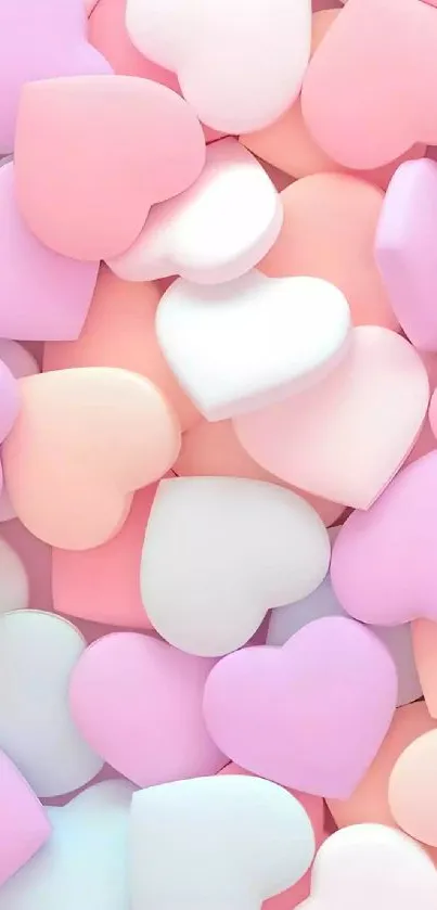 Colorful pastel heart pattern phone wallpaper.