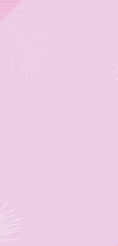 Pastel pink mobile wallpaper with leaf patterns.