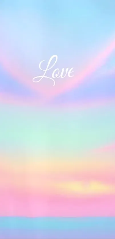 Pastel gradient wallpaper with 'Love' in script.