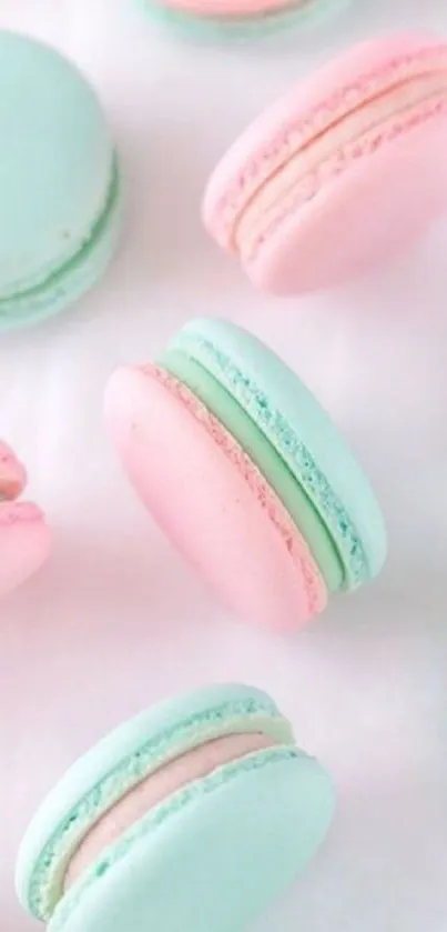 Pastel pink and blue macaron mobile wallpaper.