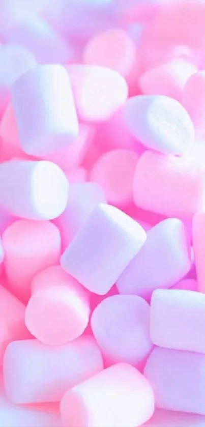 Aesthetic pastel pink marshmallows wallpaper with soft colors.