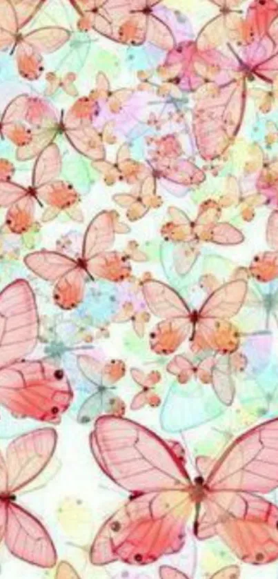 Pastel pink butterflies on a white background, creating a serene and elegant design.