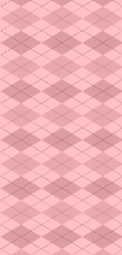 Pastel pink geometric wallpaper with diamond pattern.