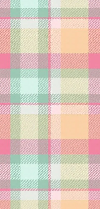 Pastel plaid wallpaper with multicolor checkered pattern.