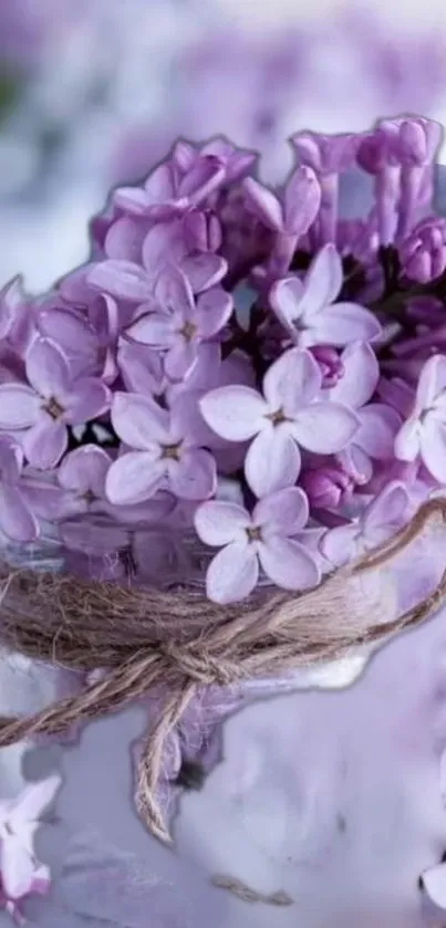 Mobile wallpaper with delicate pastel purple flowers in a soft bouquet.