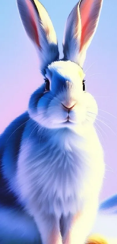 Serene pastel rabbit wallpaper with light hues.