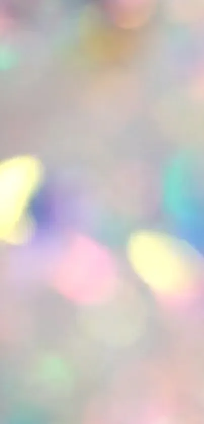 A pastel rainbow bokeh mobile wallpaper.