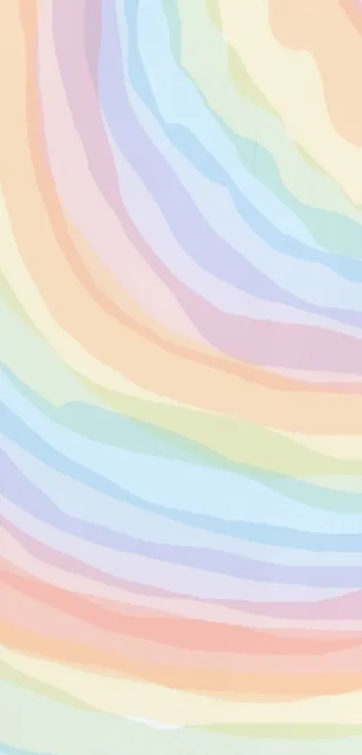 Abstract pastel rainbow waves with a floral accent.