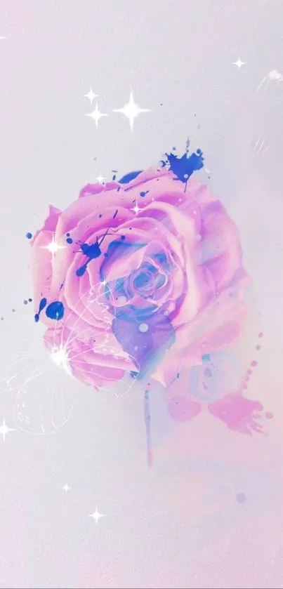 Dreamy pastel rose with splashes of color and sparkle effect.