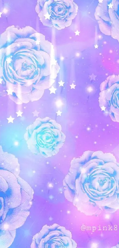 Pastel purple rose galaxy wallpaper with sparkling stars.