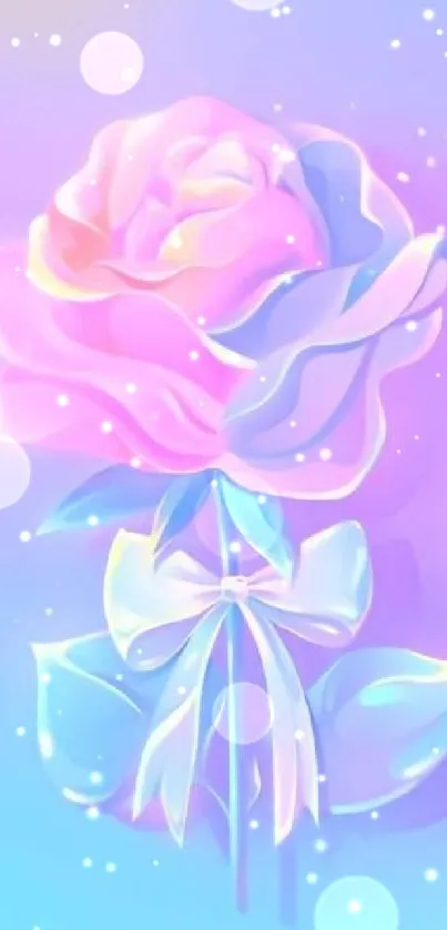 Dreamy pastel rose on blue-pink background.