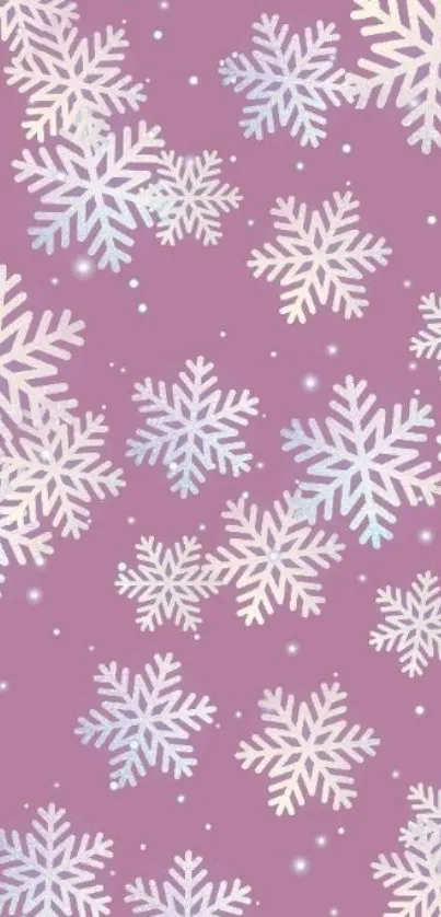 Pastel snowflakes on a purple pink background, perfect winter theme wallpaper.