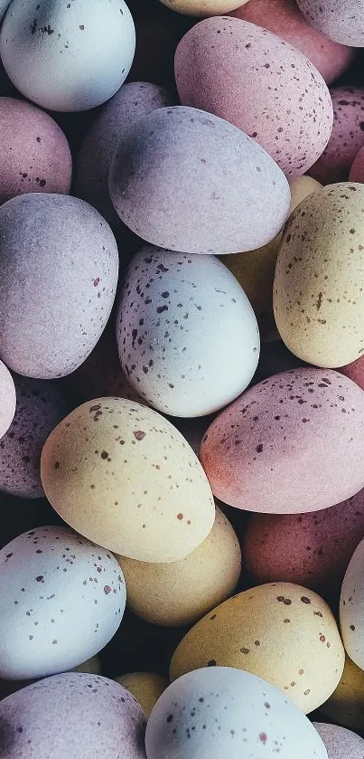 Pastel speckled eggs creating a serene mobile wallpaper.