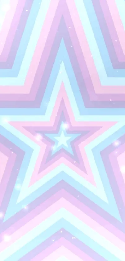 Pastel star pattern wallpaper with pink, blue, and purple geometric design.