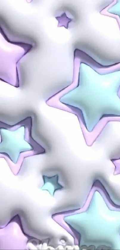 Mobile wallpaper with pastel stars and a soft, white background.