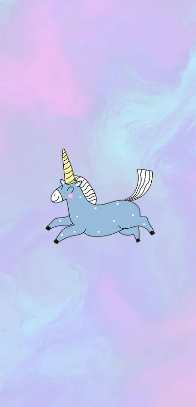 Dreamy pastel unicorn wallpaper with pink and blue hues.