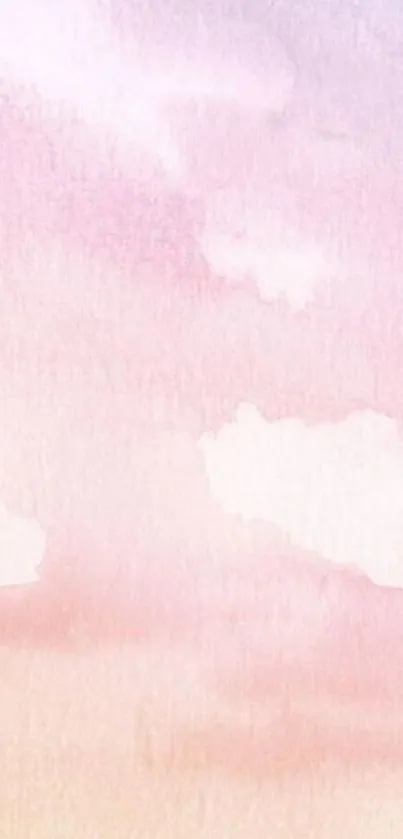 Pastel watercolor sky with soft clouds in pink and purple hues.