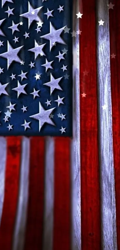 Vibrant American flag wallpaper with stars and stripes.