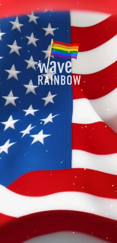 American flag wallpaper with stars and stripes in vibrant colors.