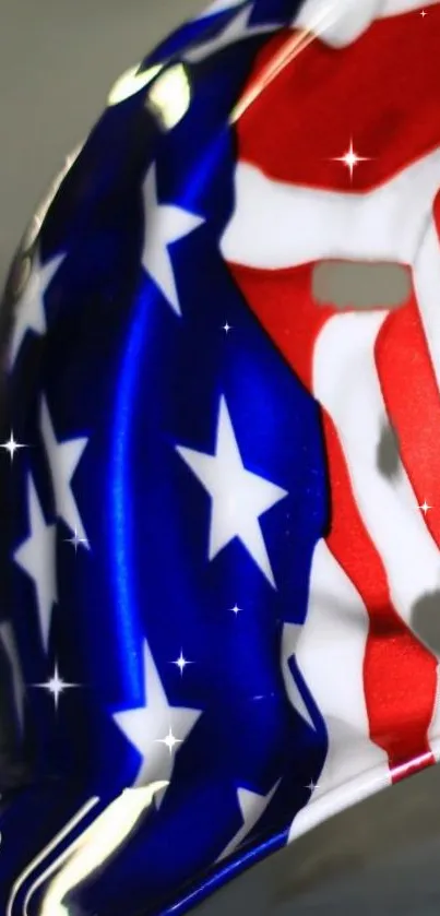 Helmet with American flag design and star patterns.