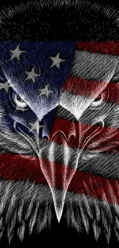 Patriotic eagle with American flag overlay design for mobile wallpaper.