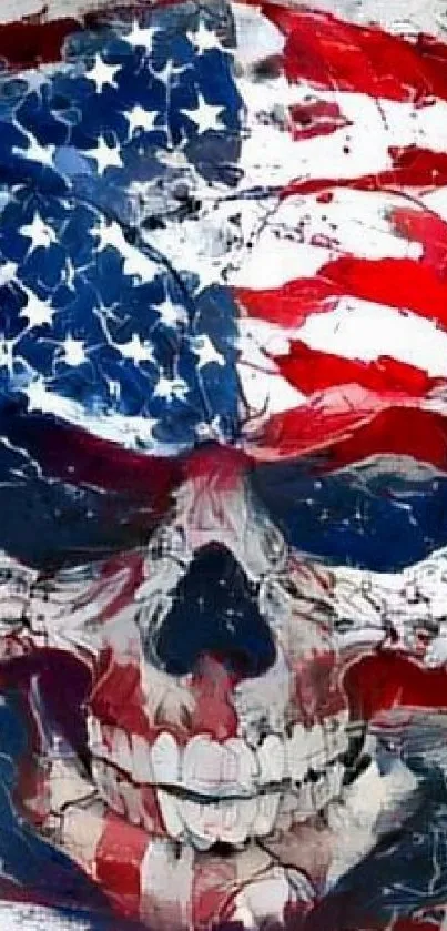 Skull with American flag mobile wallpaper.