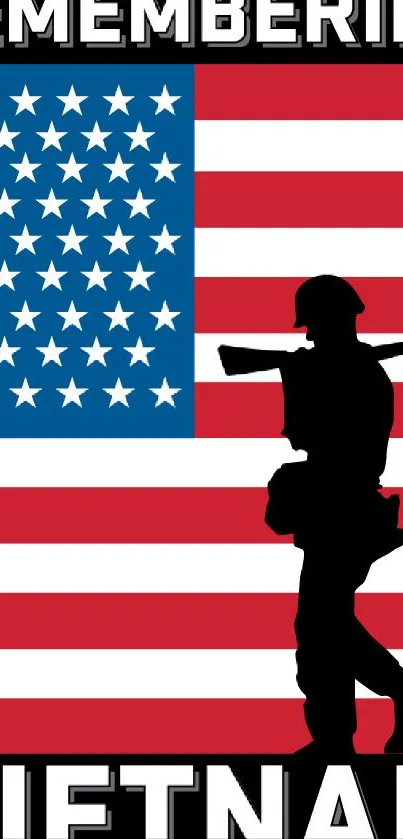 American flag with soldier silhouette mobile wallpaper.