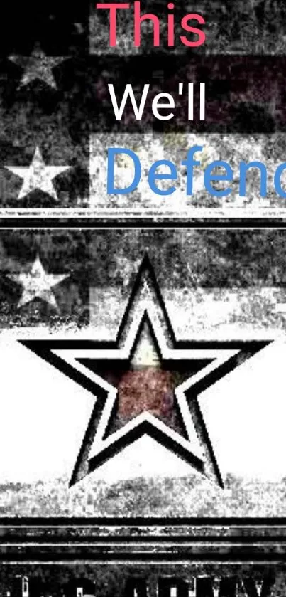 Grunge style U.S. Army star on American flag wallpaper.