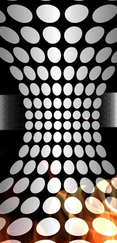 3D mobile wallpaper with fiery pattern and black background.