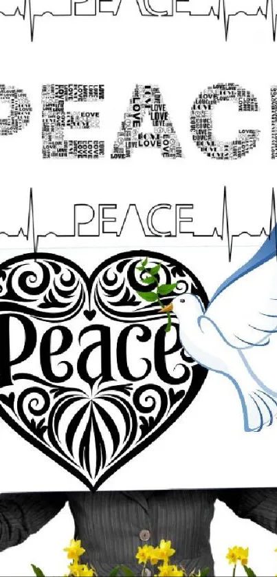 Peace dove heart wallpaper with tranquil vibes.