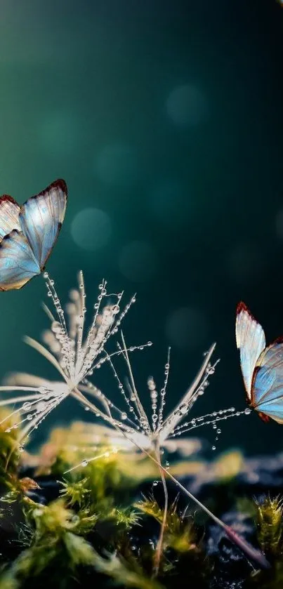 Delicate butterflies with greenery background on mobile wallpaper.