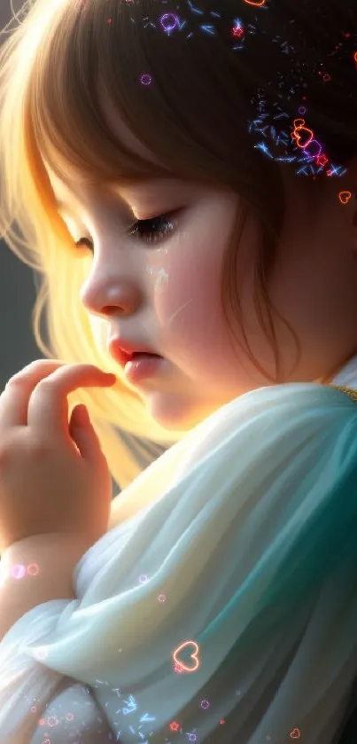 Beautiful portrait of a child in serene lighting.