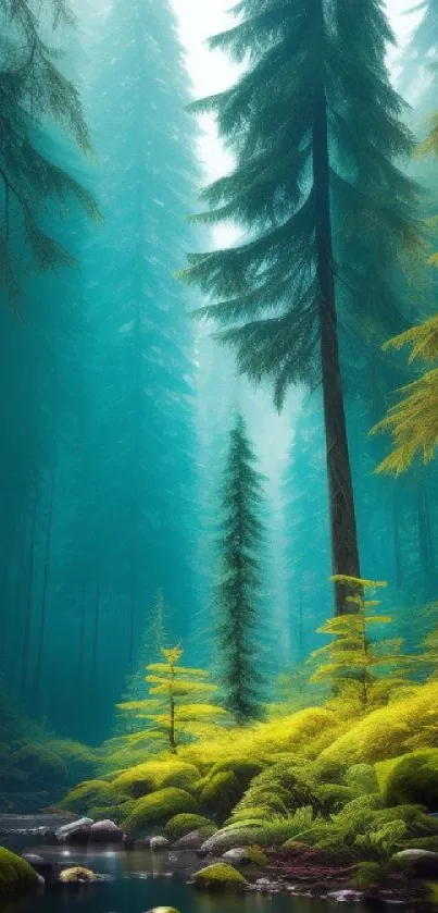 Serene mobile wallpaper of a tranquil forest stream.